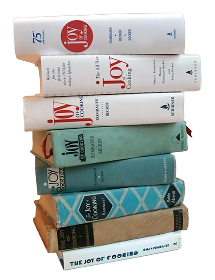 stack of "Joy of Cooking" books
