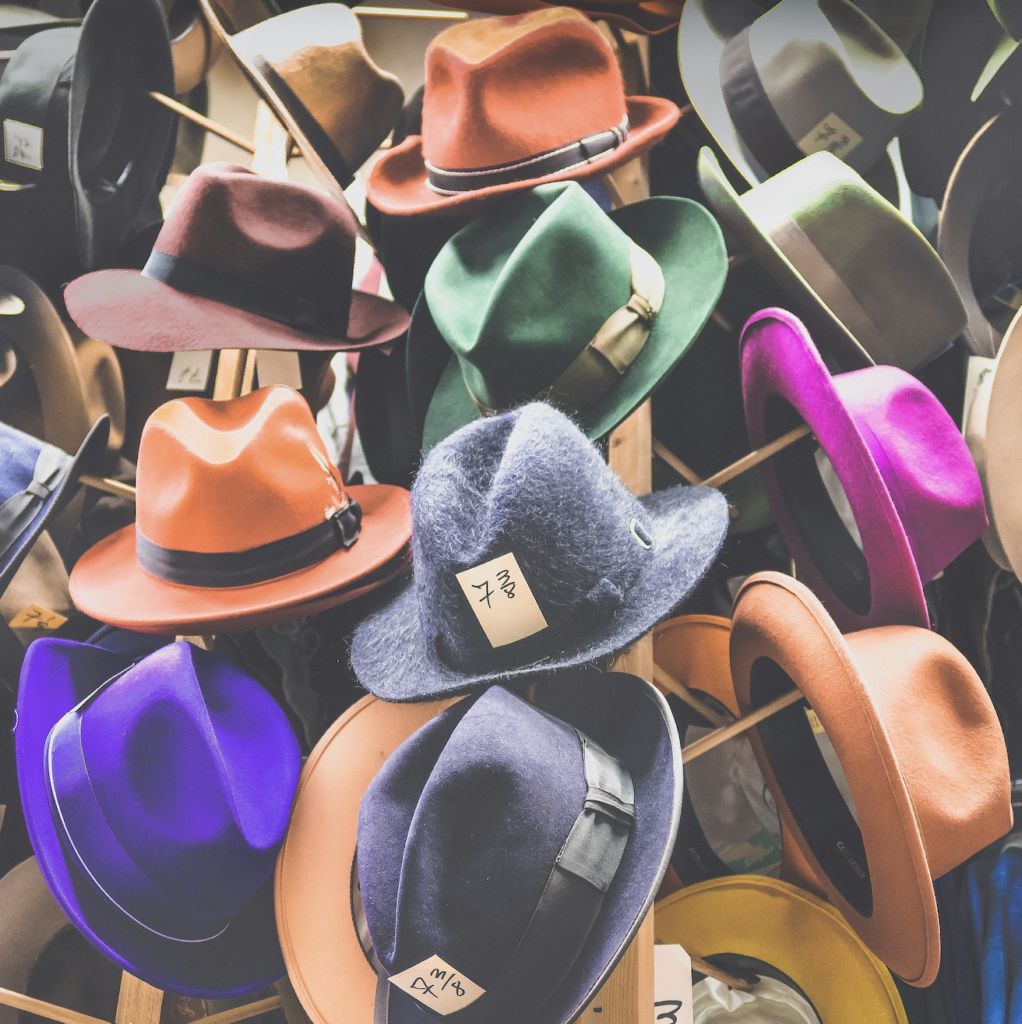 Colorful assortment of hats